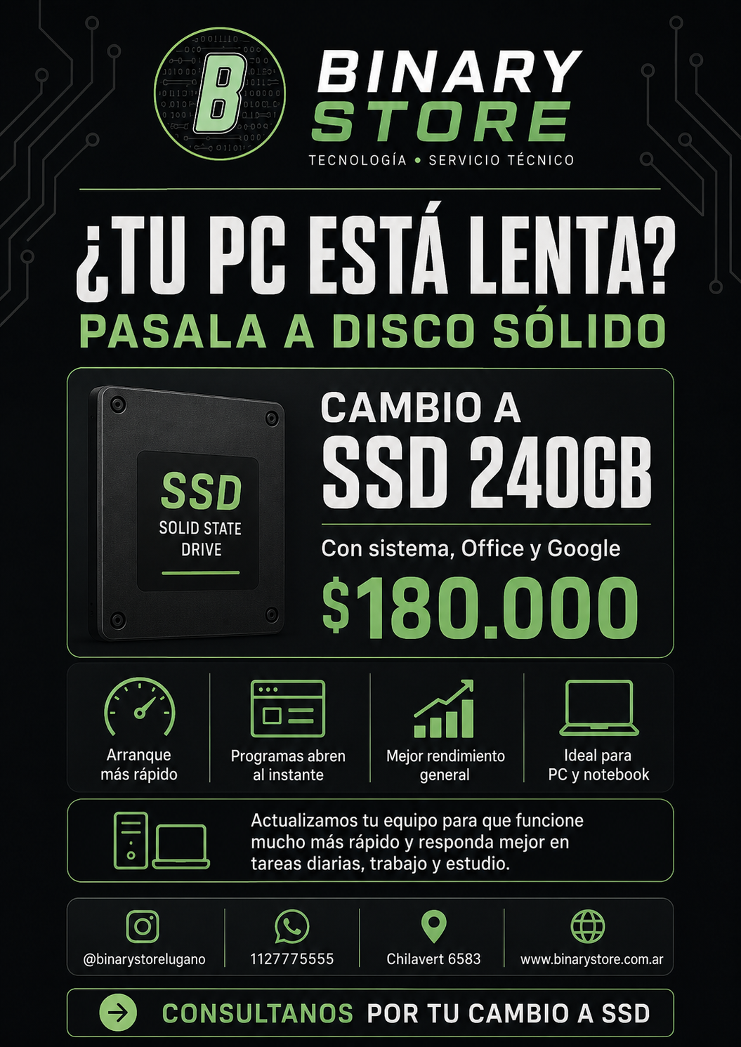 Promocion de cambio a SSD de 240GB